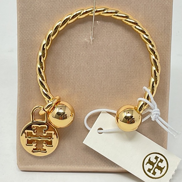 NWT Tory Burch Gold Tone Metal Rope Key Ring - Picture 1 of 8